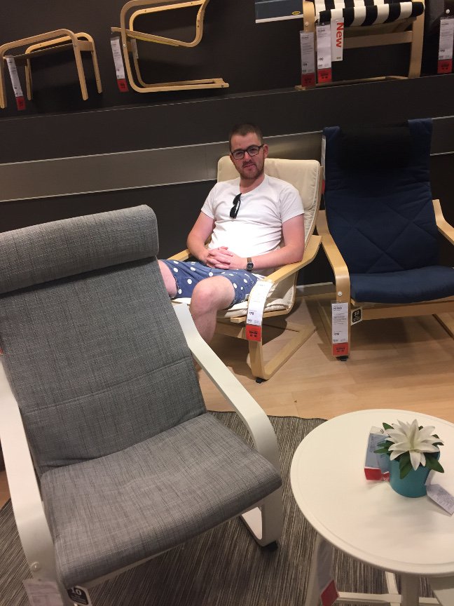 Sam sitting at Ikea