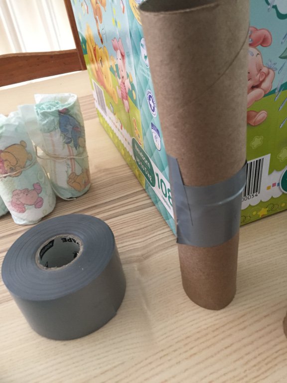 Toilet Paper Rolls Taped Together